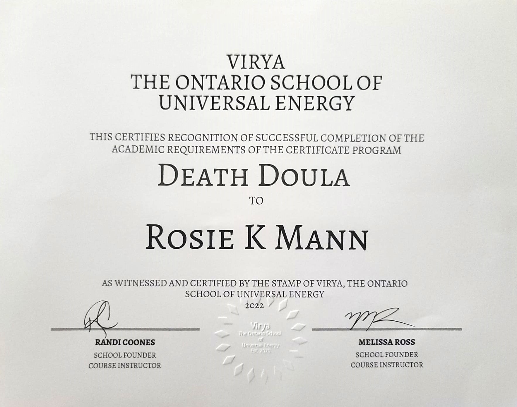 Death Doula Certified